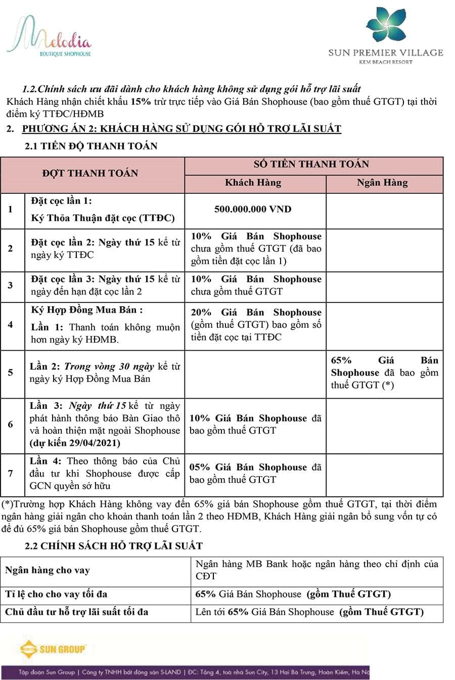 Chính sách bán hàng Melodia Boutique Shophouse - Trang 2.