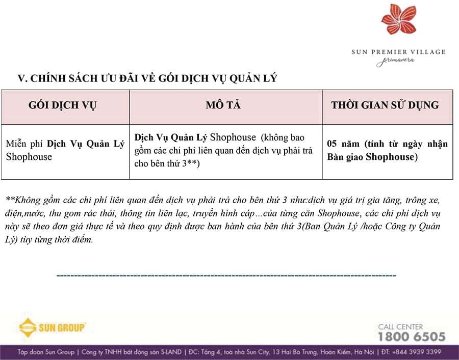 Chính sách bán hàng Shophouse Địa Trung Hải – Sun Premier Village Primavera – Trang 4.