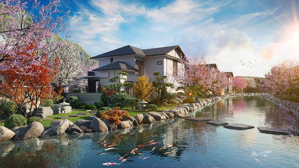 Mẫu biệt thự tứ lập của dự án Sun Onsen Village Limited Edition.