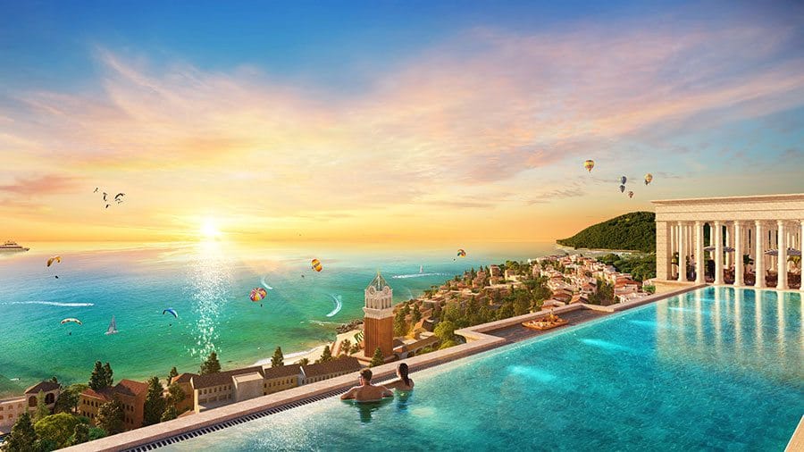 Hồ bơi tràn bờ nằm trên tầng thượng khu căn hộ ngắm toàn cảnh khu đô thị Sun Premier Village Primavera. Hồ bơi tràn bờ nằm trên tầng thượng khu căn hộ ngắm toàn cảnh khu đô thị Sun Premier Village Primavera.