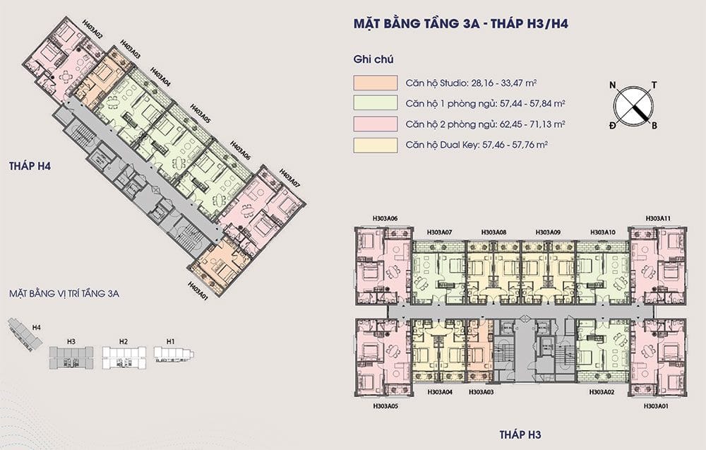 Mặt bằng điển hình tầng 4 tòa tháp H3 và H4. Mặt bằng điển hình tầng 4 tòa tháp H3 và H4.