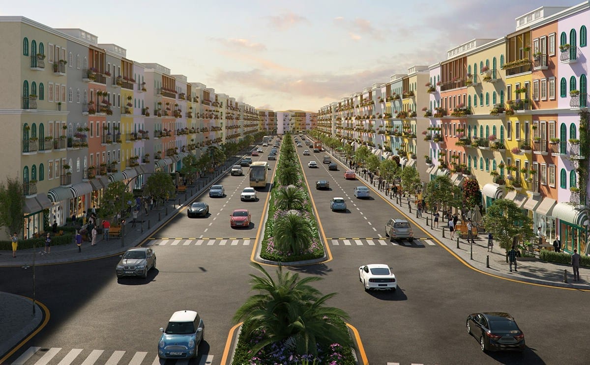 Dãy nhà phố thương mại(shophouse) nằm trên trục đại lộ New An Thới.
