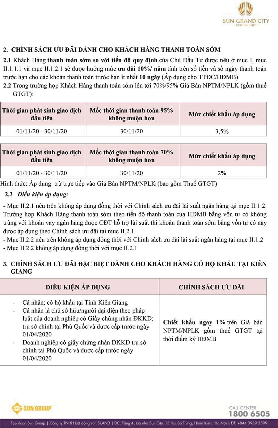 Tiến độ thanh toán và chính sách bán hàng mới nhất tháng 11/2020 - trang 3.