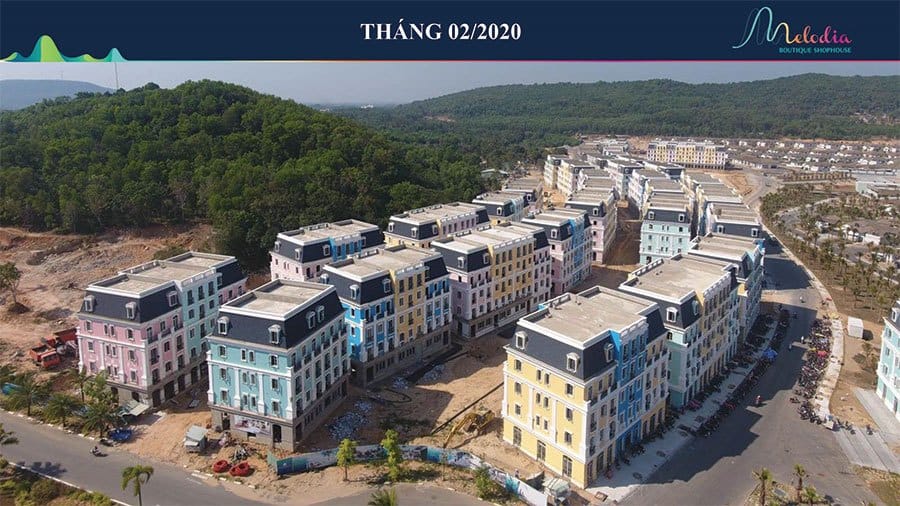 Tiến độ xây dựng Melodia Boutique Shophouse Bãi Kem tháng 02/2020.