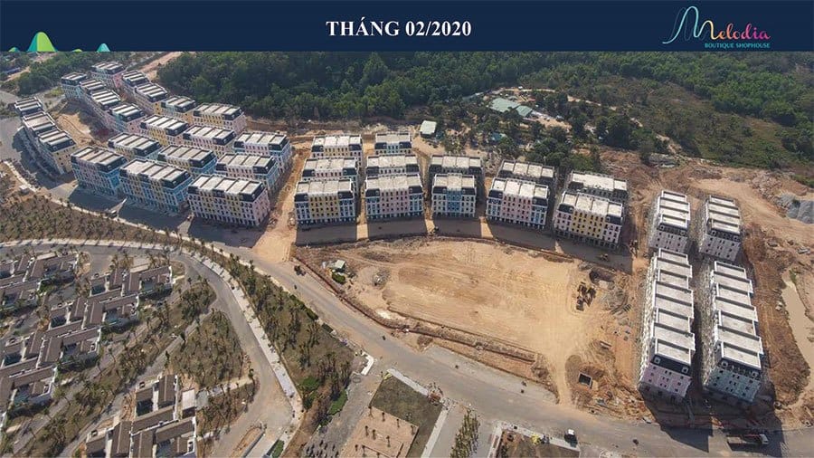 Tiến độ xây dựng Melodia Boutique Shophouse Bãi Kem tháng 02/2020.