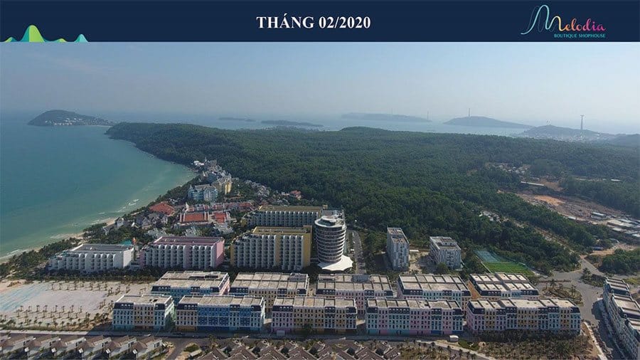 Tiến độ xây dựng Melodia Boutique Shophouse Bãi Kem tháng 02/2020.