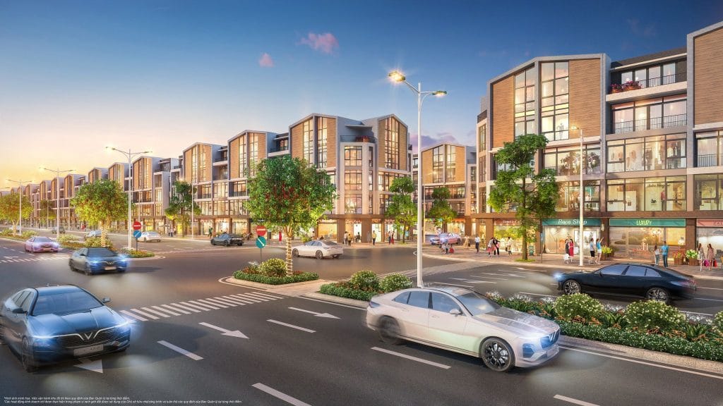 Các căn shophouse đều nằm ở mặt tiền đường lớn trong dự án OCP2