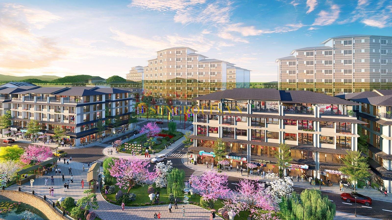 Phối cảnh Shophouse Koto tại dự án Sun Beauty Onsen Thanh Hóa.