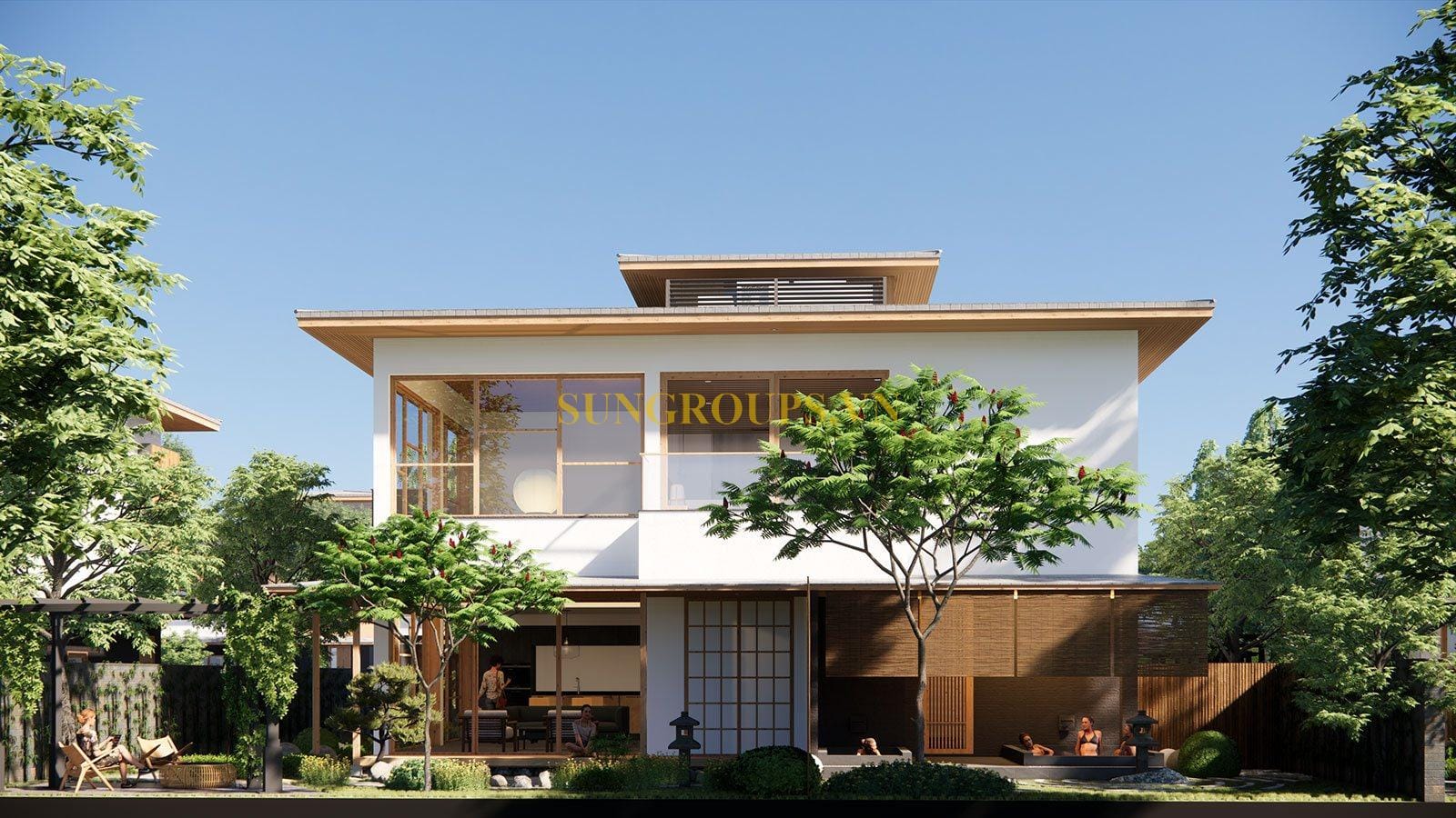 Phối cảnh biệt thự Sun Beauty Onsen mang đậm phong cách Nhật Bản.