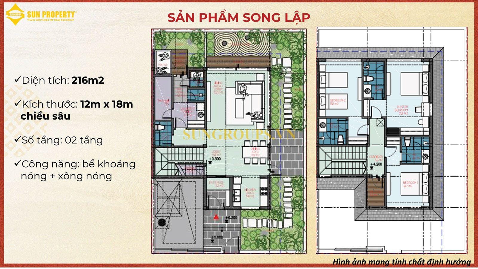 Thiết kế biệt thự song lập Sun Beauty Onsen.