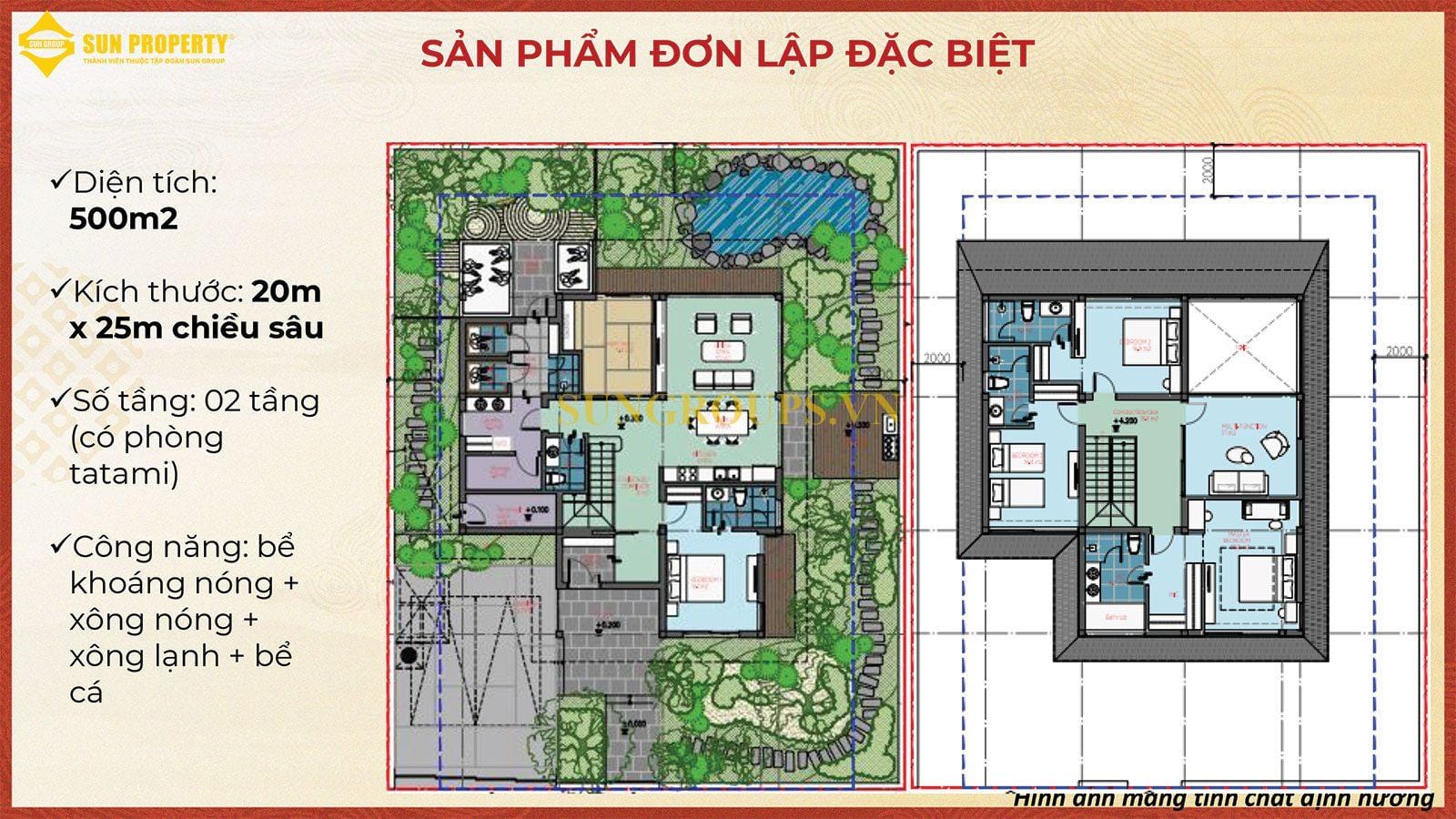 Thiết kế biệt thự đơn lập đặc biệt Sun Beauty Onsen.