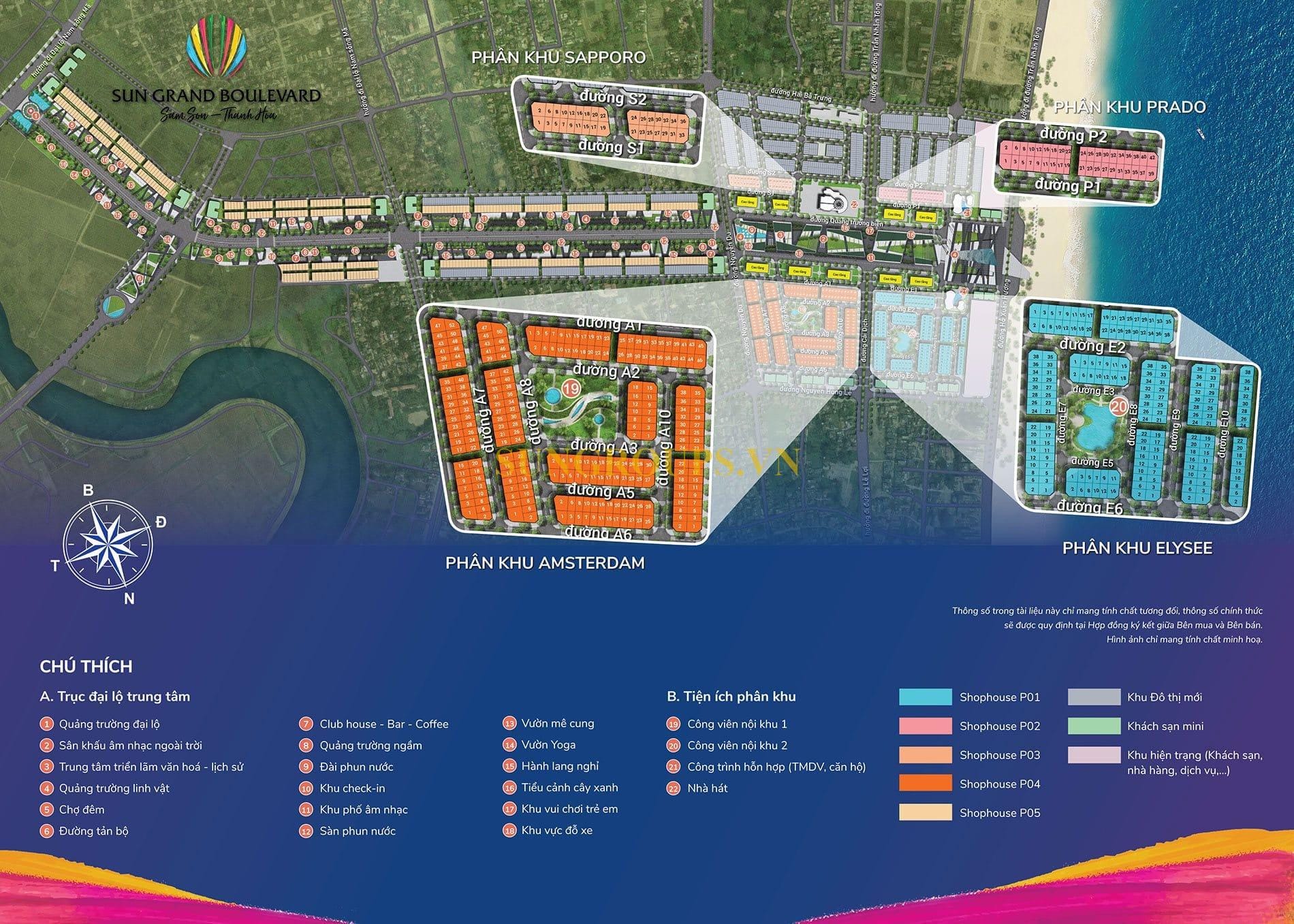 Mặt bằng tổng thể dự án Sun Grand Boulevard bên bờ biển Sầm Sơn