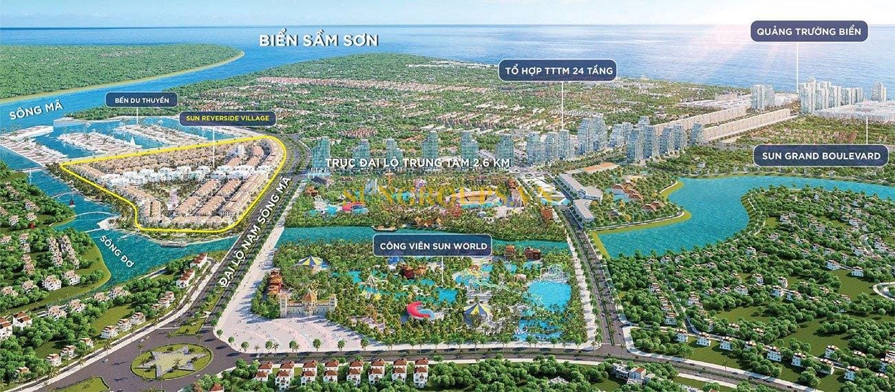 Vị trí khu biệt thự Sun Riverside Village tại Sầm Sơn, Thanh Hóa.