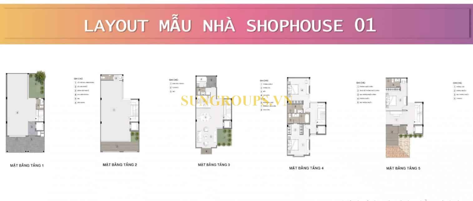 Mặt bằng shophouse đại lộ Sông Mã dự án Sun Riverside.