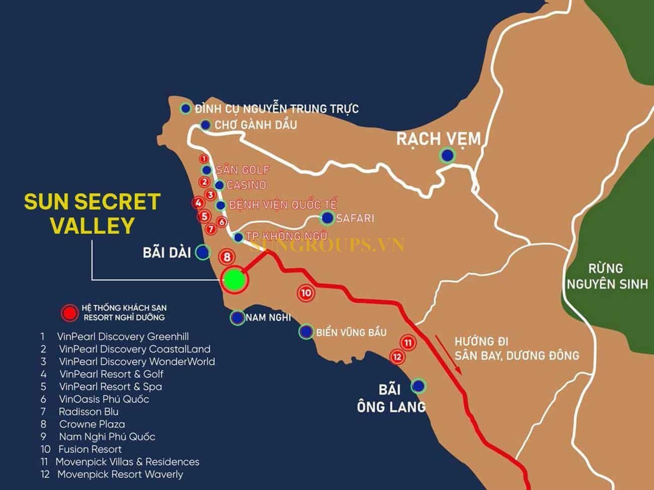Vị trí liên kết vùng dự án Sun Secret Valley Phú Quốc Vị trí liên kết vùng dự án Sun Secret Valley Phú Quốc