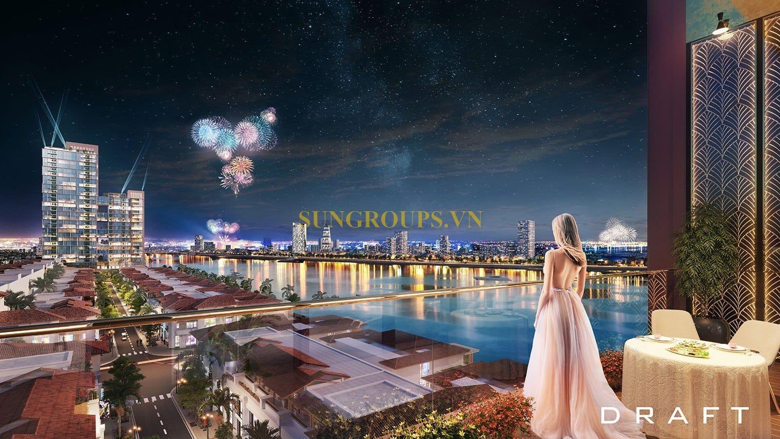 Từ ban công căn hộ Sun Symphony Residence ngắm nhìn toàn cảnh thành phố Đà Nẵng diễm lệ.