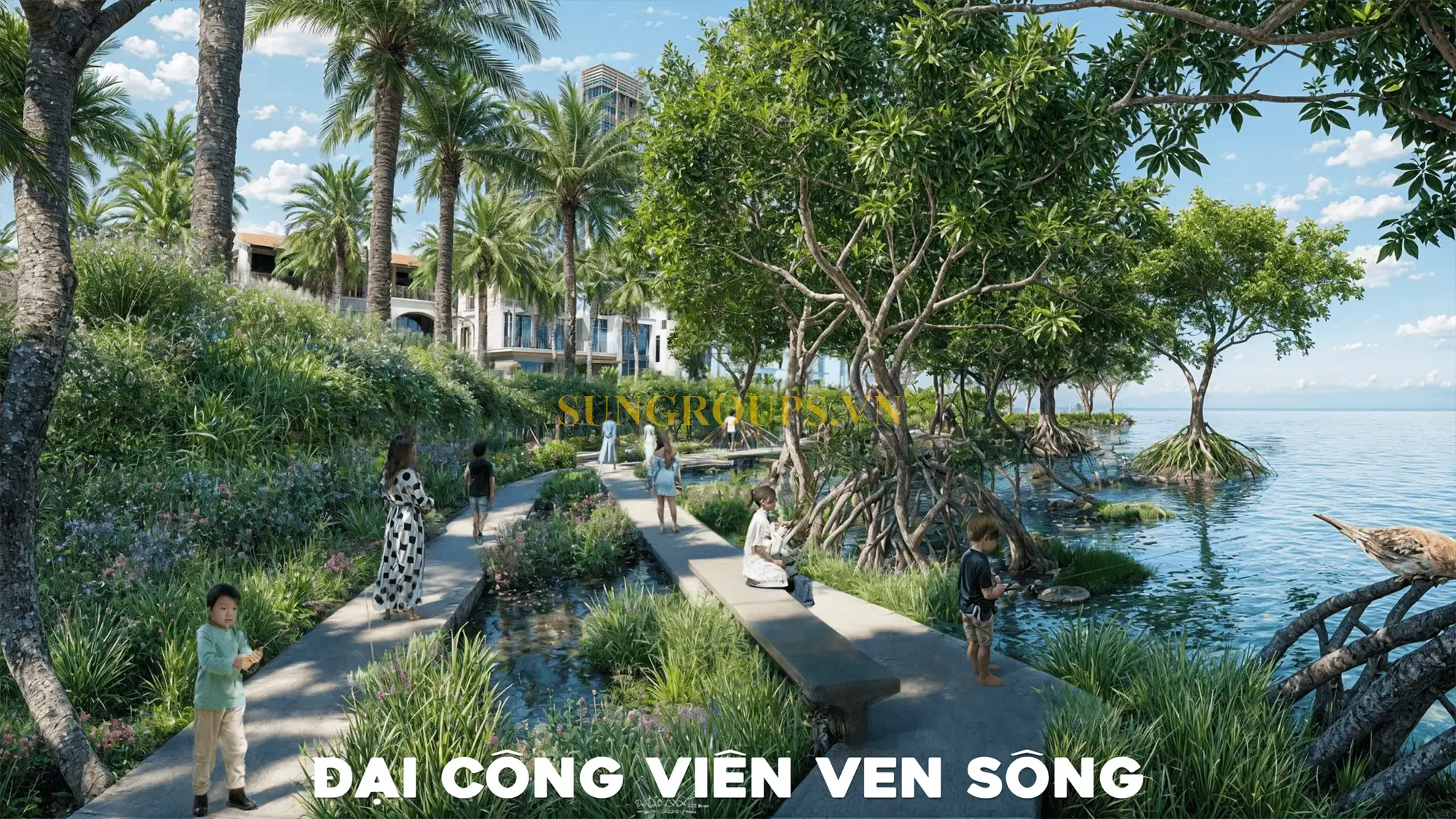 Đại công viên ven sông xanh mát tại Charmora City - điểm dừng chân lý tưởng cho những khoảnh khắc thư thái.