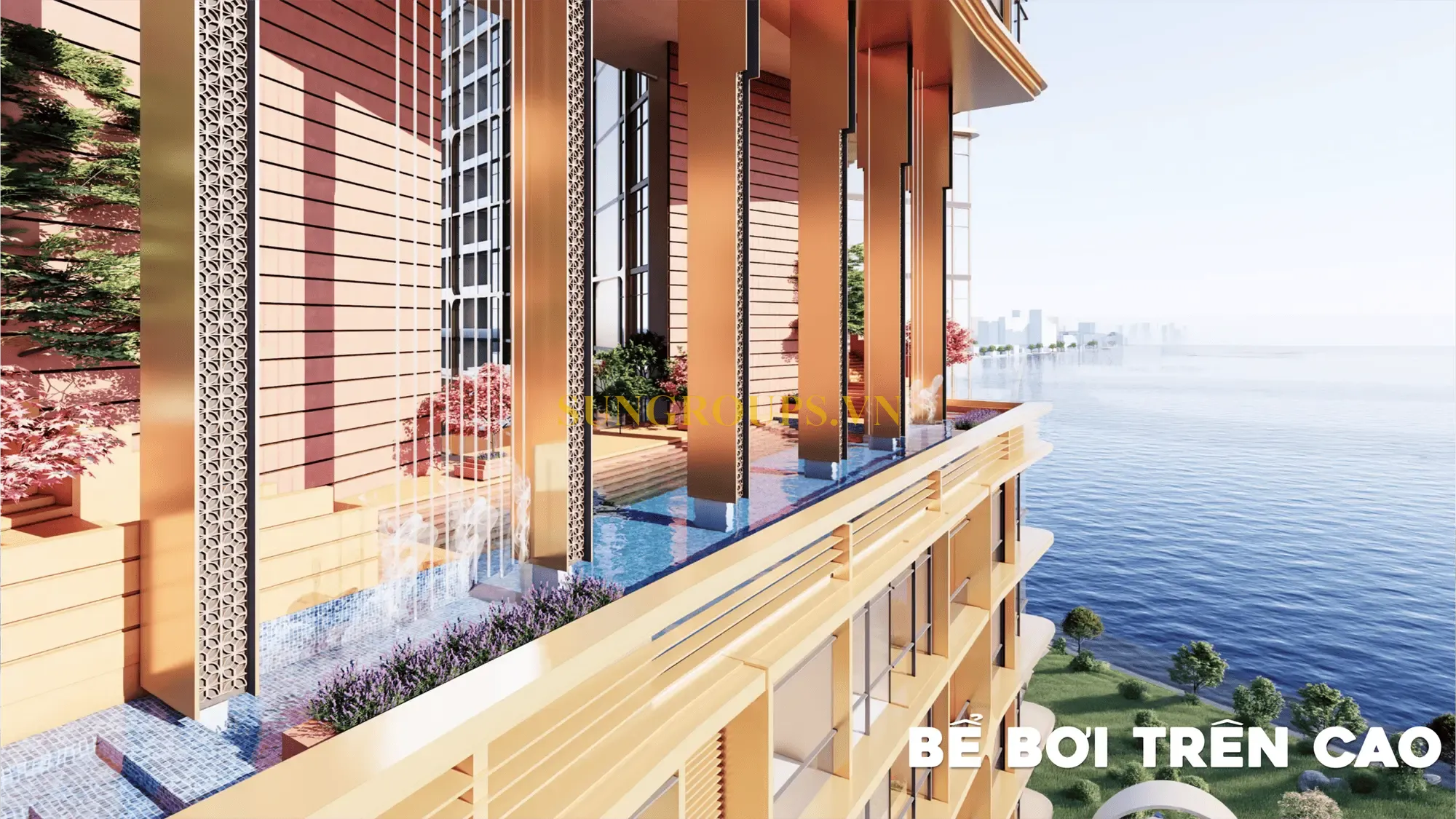 Bể bơi trên cao với view sông biển panorama, Charmora City mang đến trải nghiệm nghỉ dưỡng resort giữa lòng thành phố.