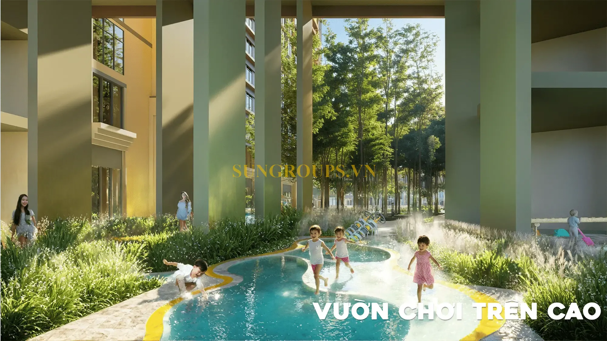 Vườn chơi trên cao an toàn cho trẻ em tại Charmora City - không gian vui chơi lý tưởng cho gia đình trẻ.